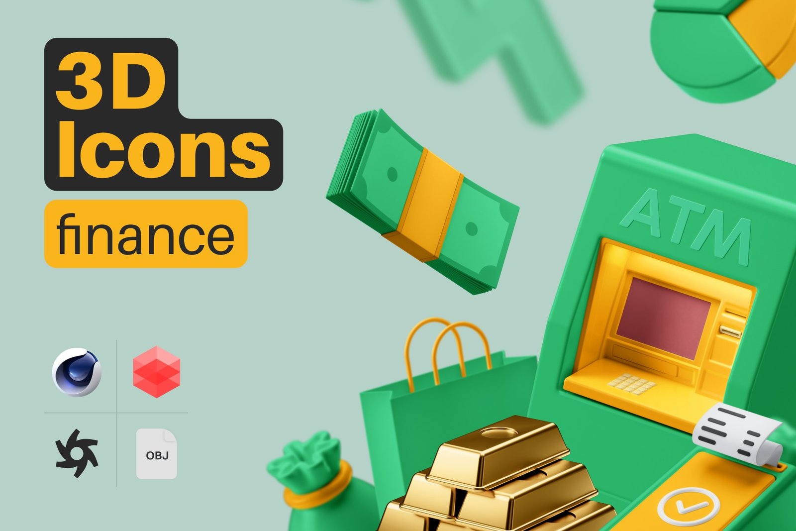 3D Icons / Finance (Cinema 4D + OBJ)