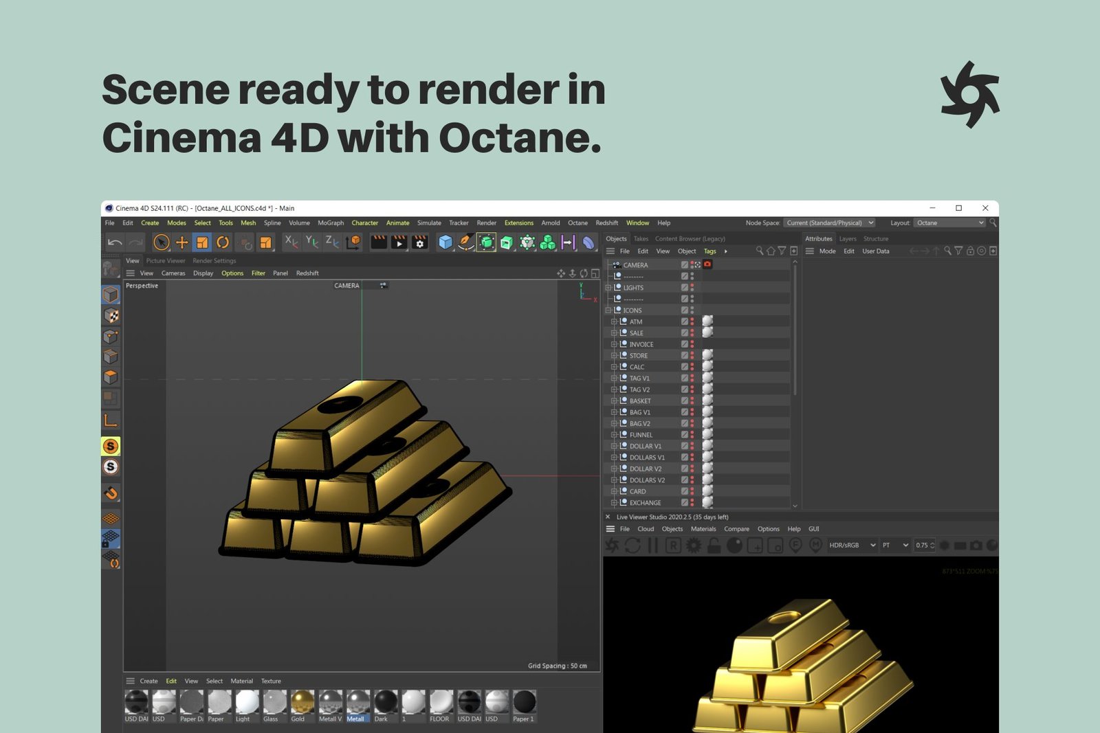 3D Icons / Finance (Cinema 4D + OBJ)
