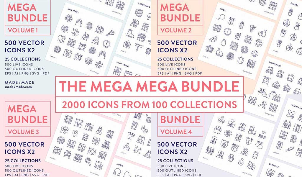 4x Mega Bundle Line Icons