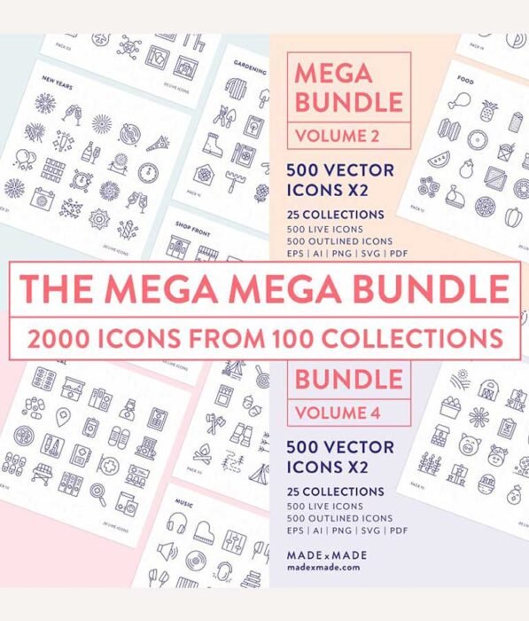 4x Mega Bundle Line Icons