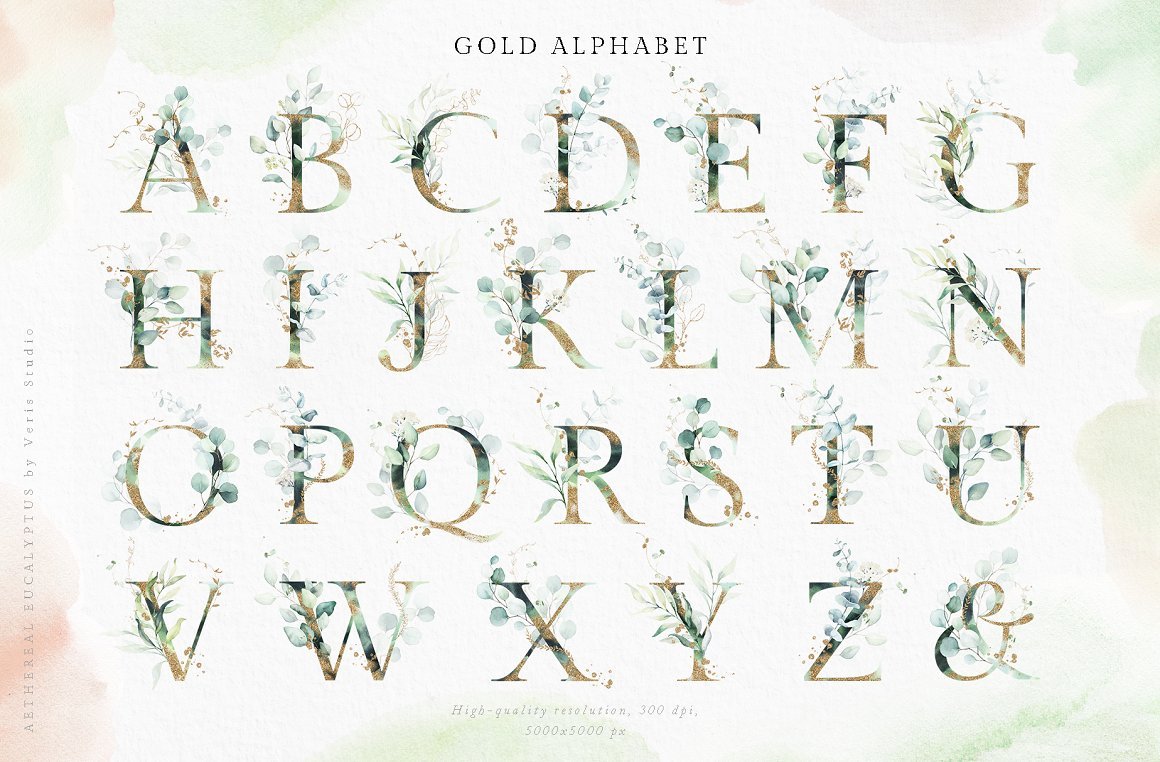 Aethereal Eucalyptus Alphabet Floral