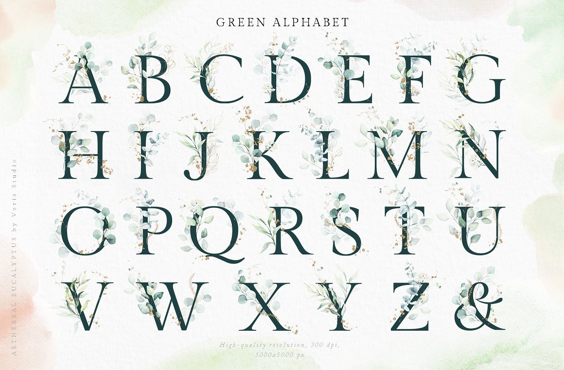 Aethereal Eucalyptus Alphabet Floral