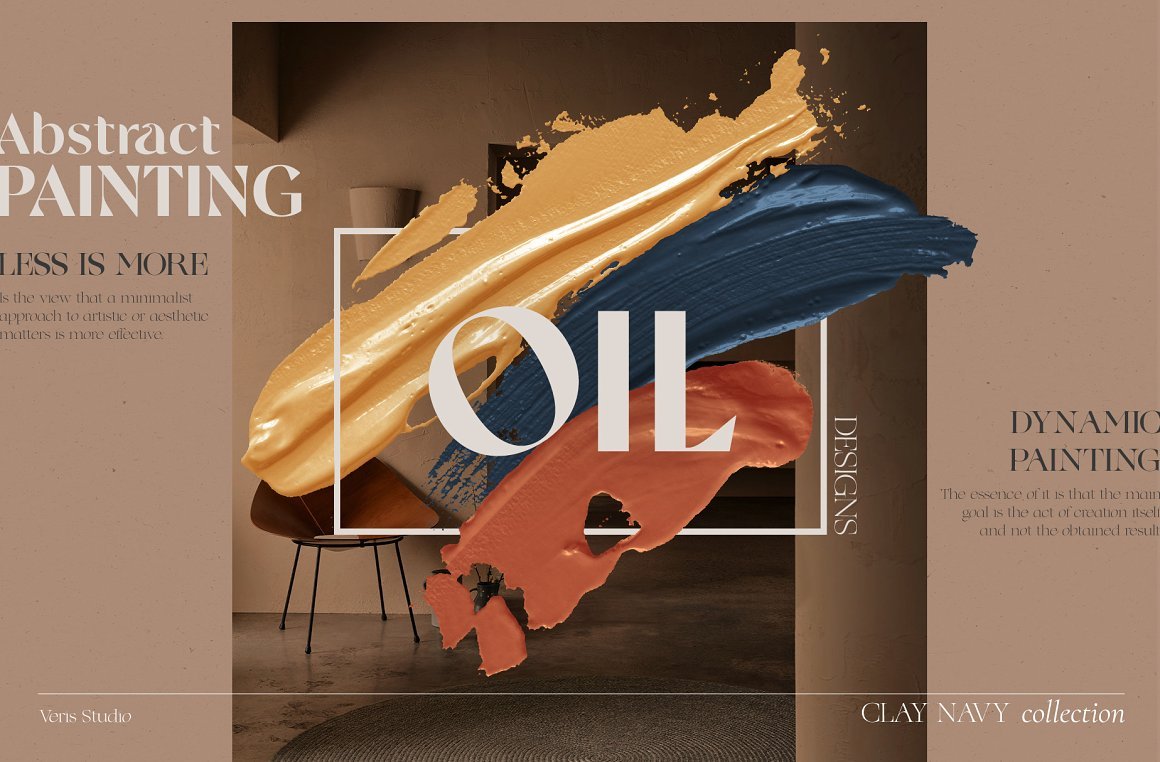 Clay Navy Oil Abstract Texture