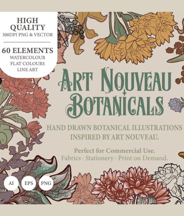 Art Nouveau Botanicals Clipart Set