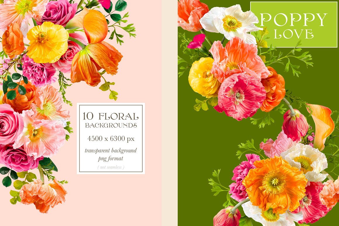 Poppy Love Floral Clip Art