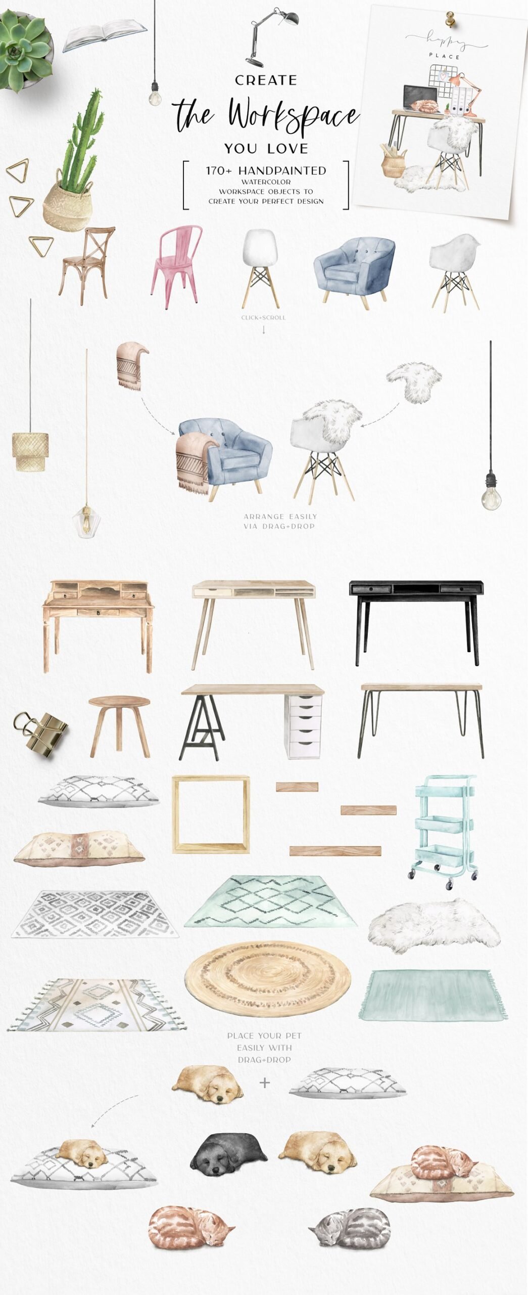 Watercolor Workspace Elements