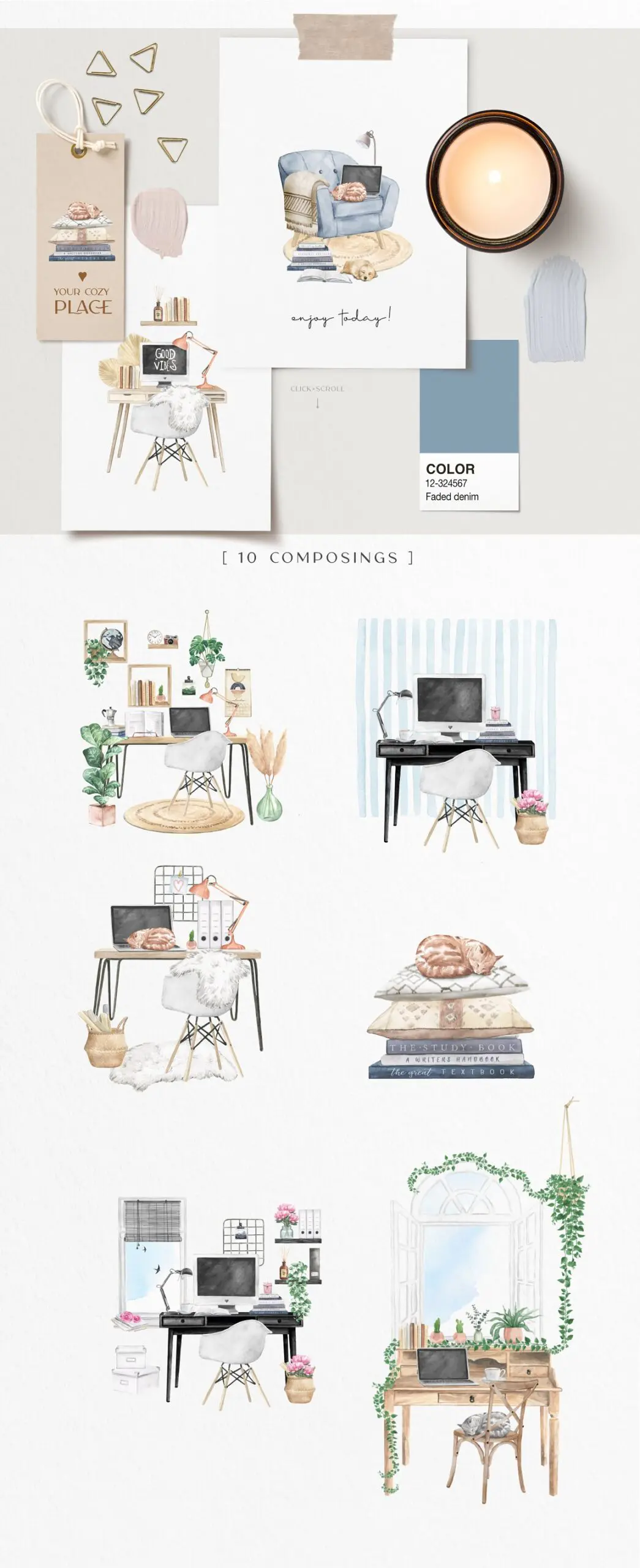 Watercolor Workspace Elements