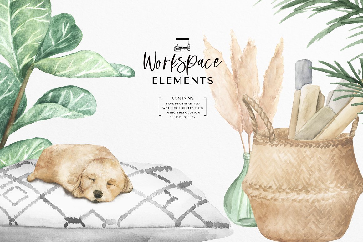 Watercolor Workspace Elements