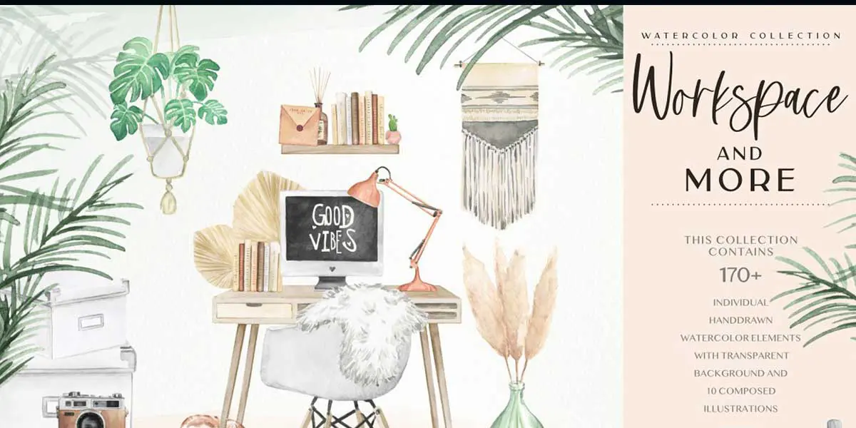 Watercolor Workspace Elements