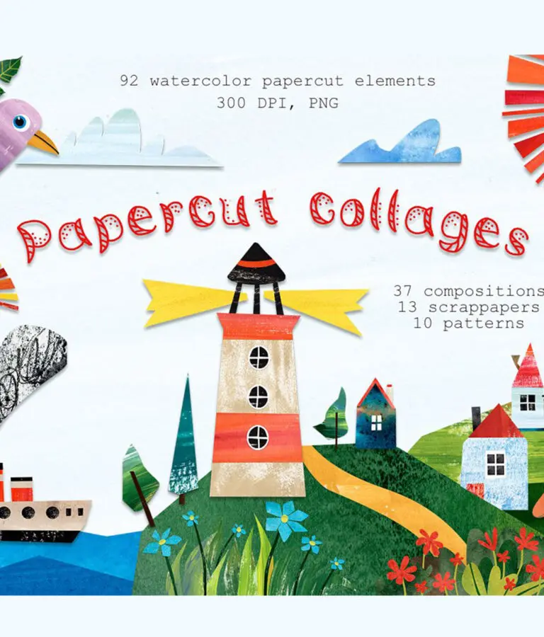 Papercut collages - Watercolor Set