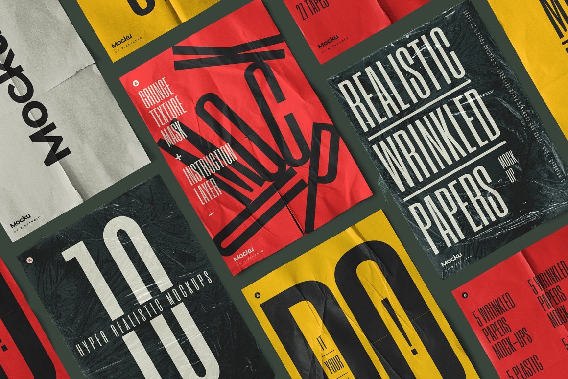  Wrinkled Papers and Plastics Mockups