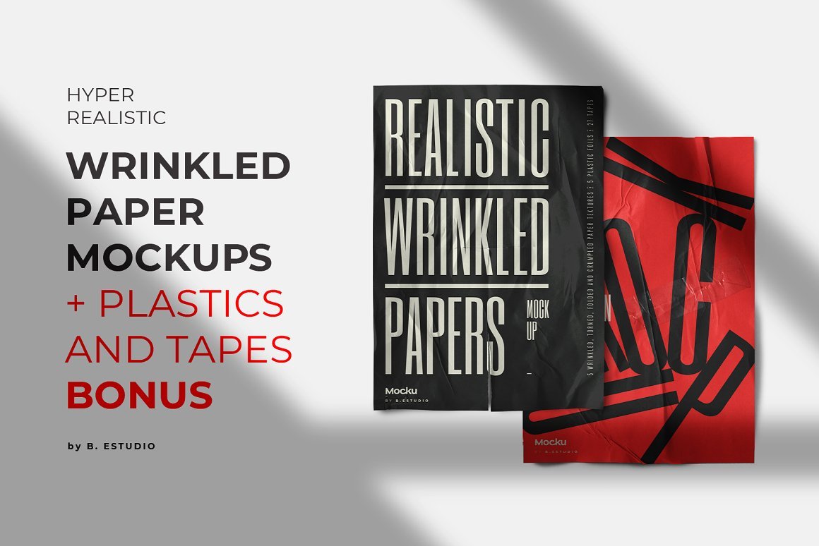  Wrinkled Papers and Plastics Mockups