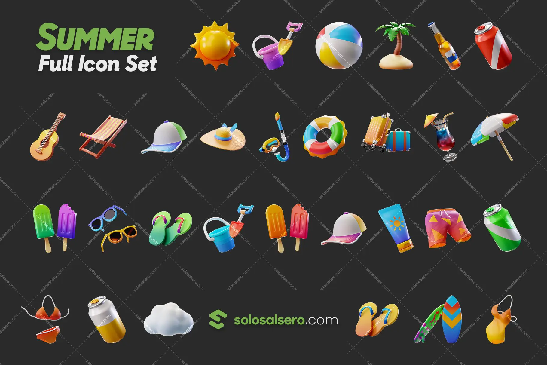 Summer 3D Icon Set