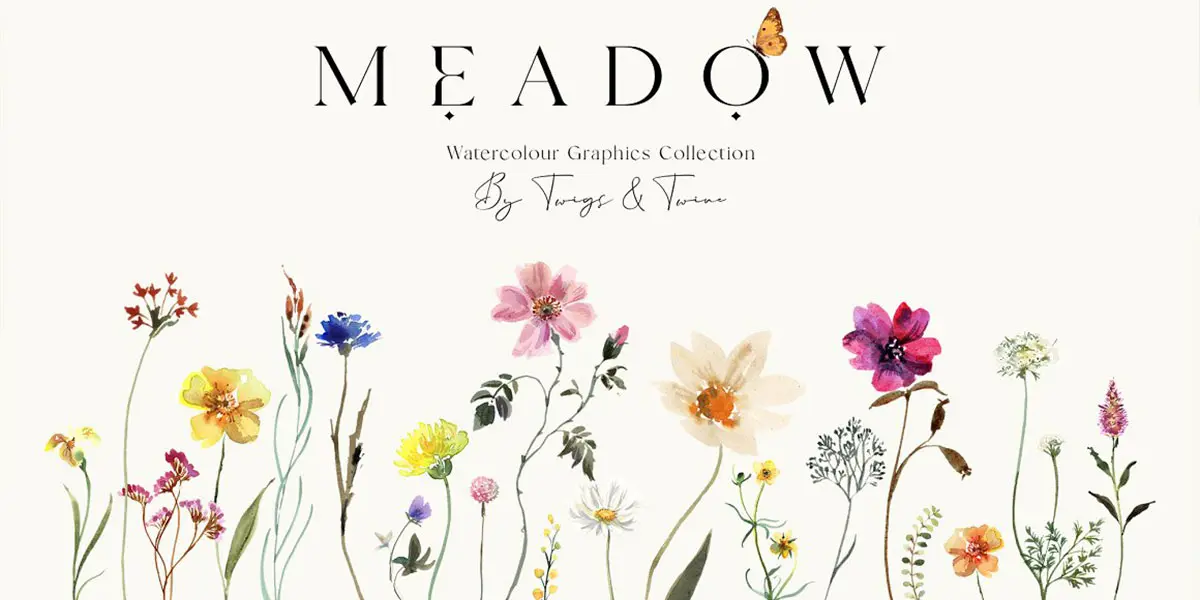 Meadow Watercolor Flowers
