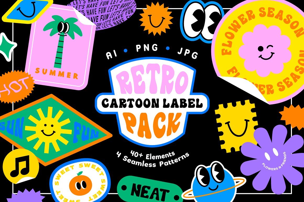 Retro Cartoon Labels