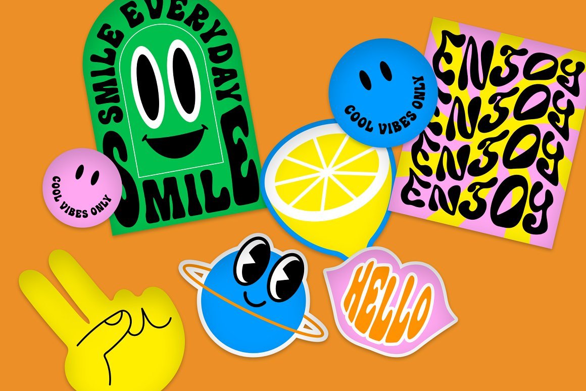 Retro Cartoon Labels