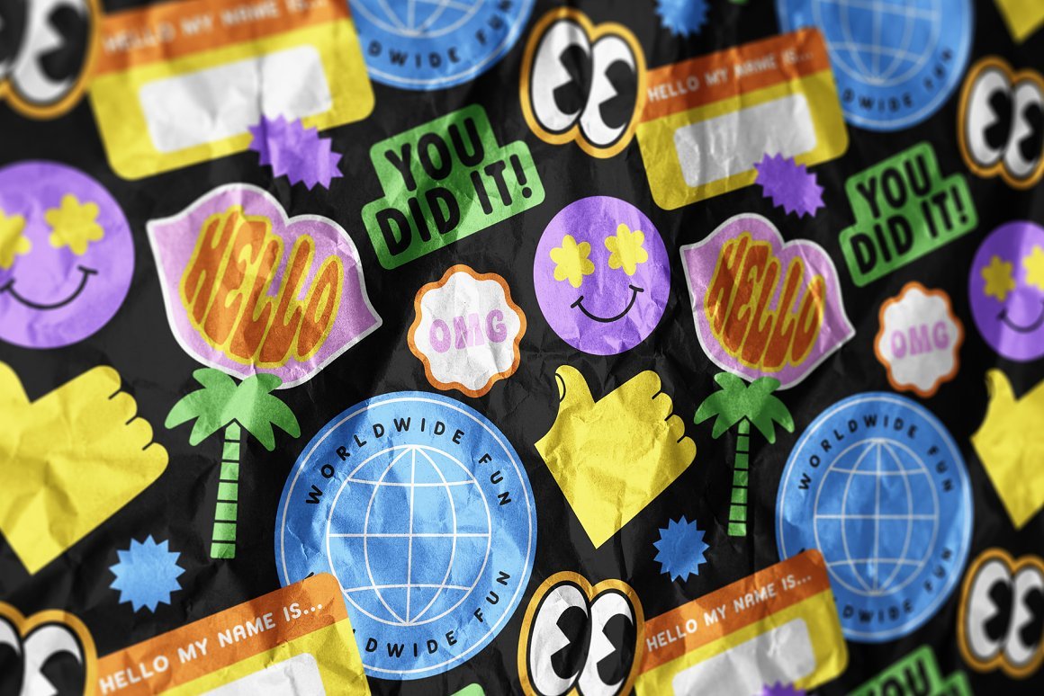 Retro Cartoon Labels