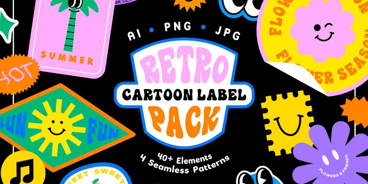 Retro Cartoon Labels