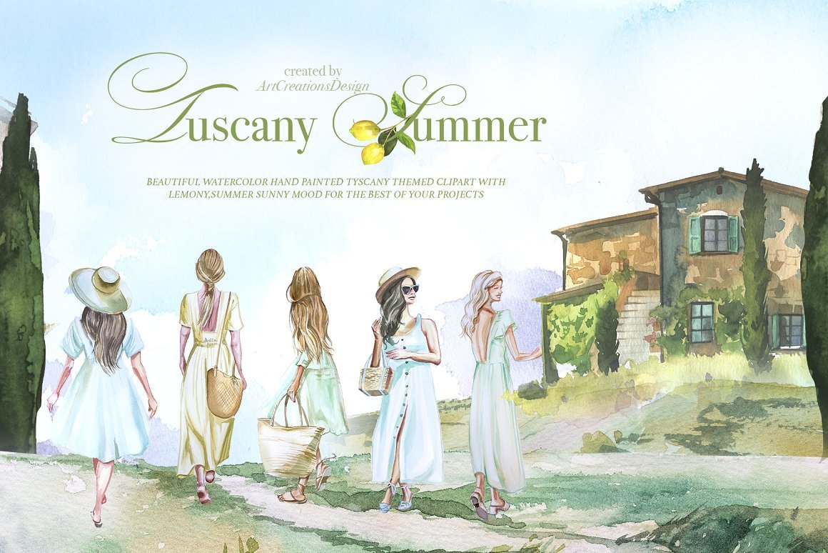 Summer Watercolor Clipart