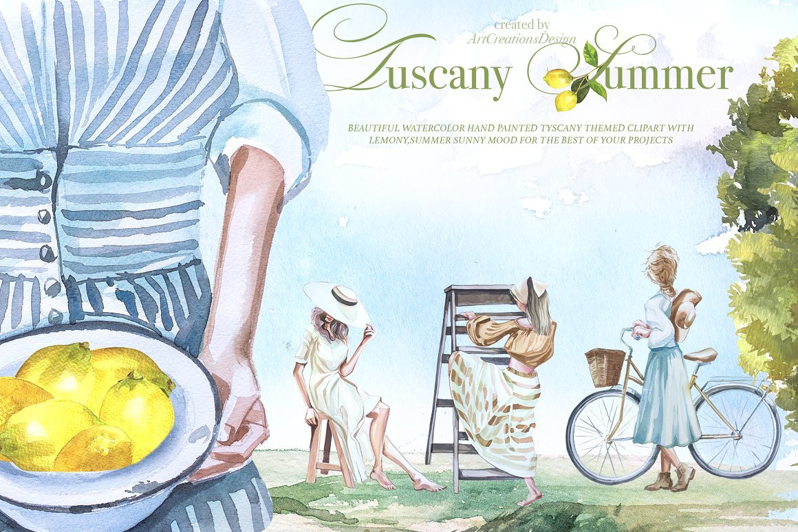 Summer Watercolor Clipart