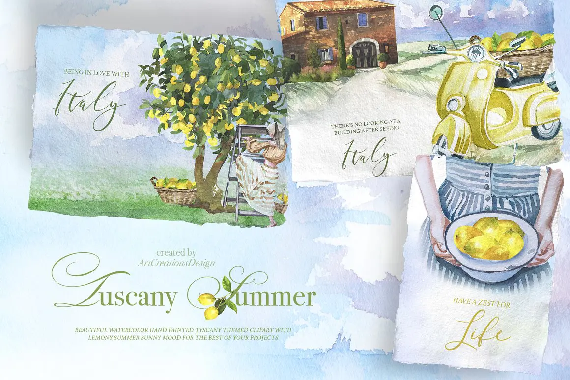Summer Watercolor Clipart