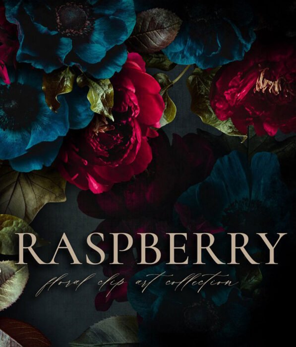 Raspberry Floral Clip Art Collection