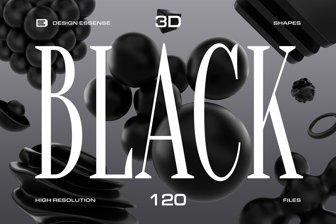  3D Black Shapes Collection