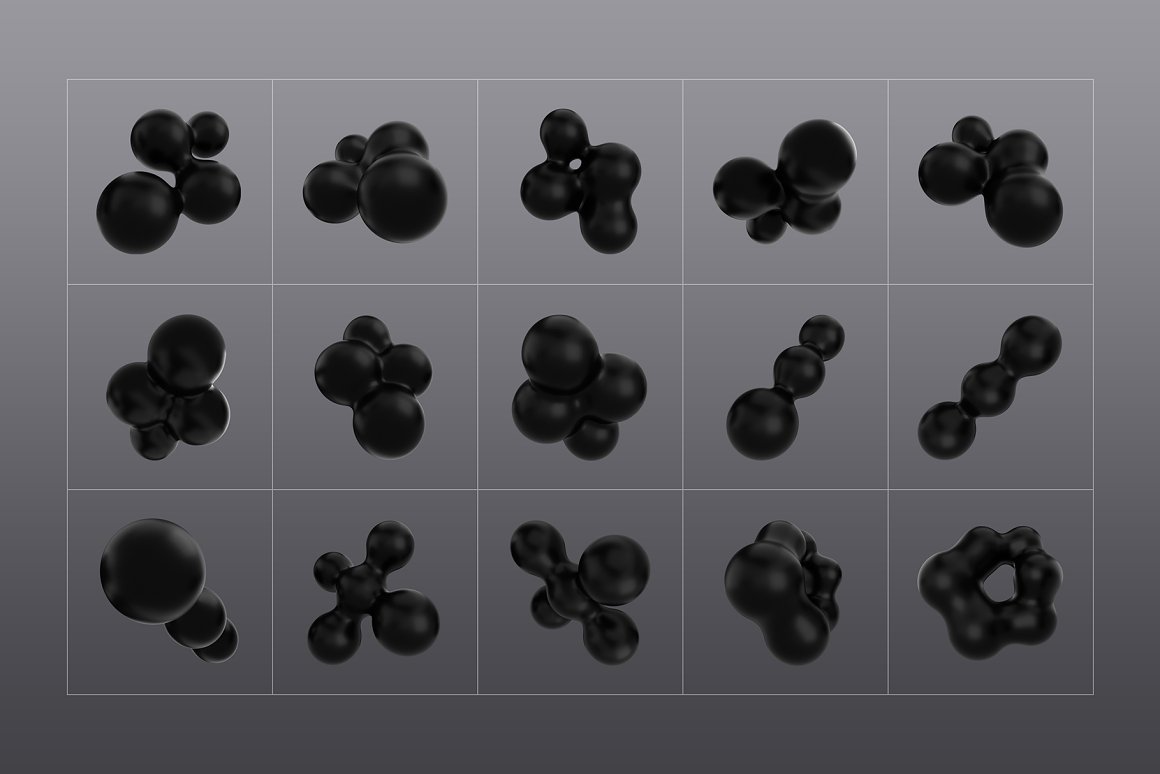  3D Black Shapes Collection