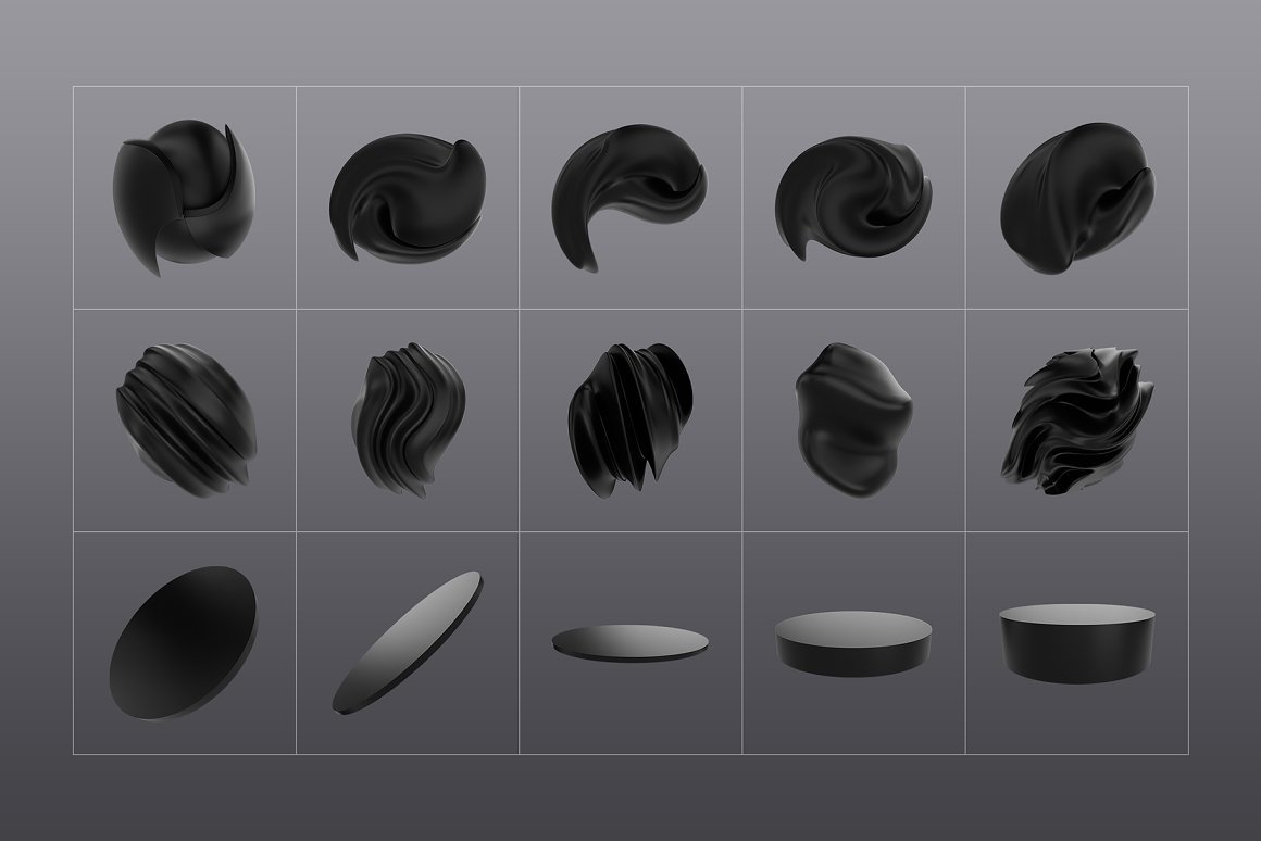  3D Black Shapes Collection