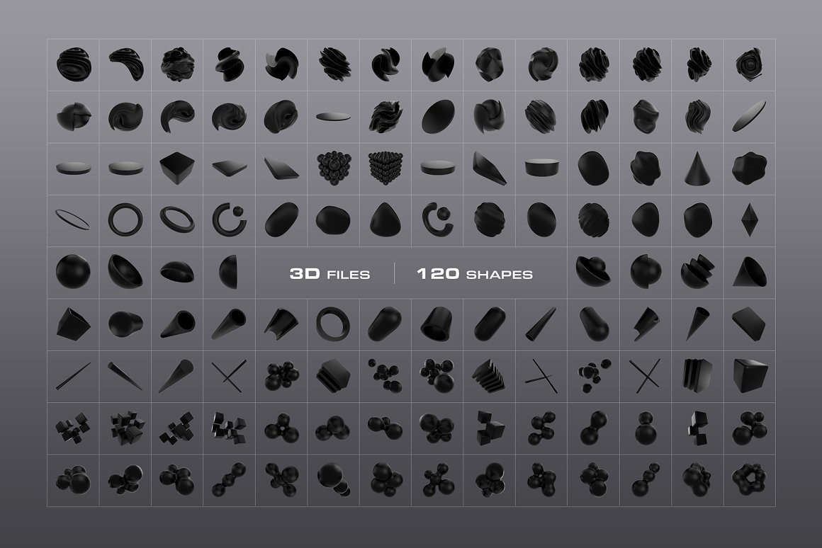  3D Black Shapes Collection
