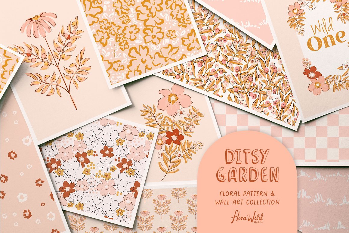 Retro Floral Patterns & Wall Art
