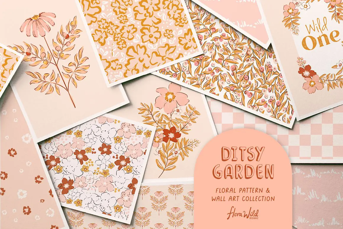 Retro Floral Patterns & Wall Art
