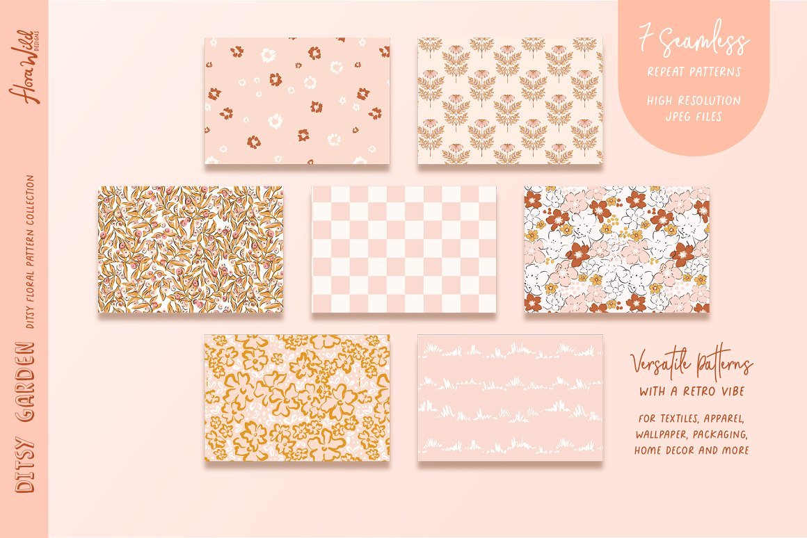 Retro Floral Patterns & Wall Art