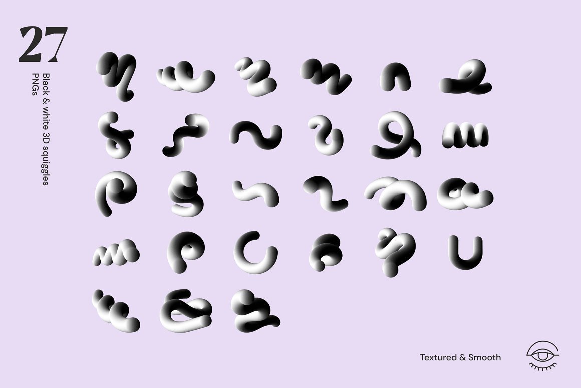 Grainy Textured 3D Squiggles