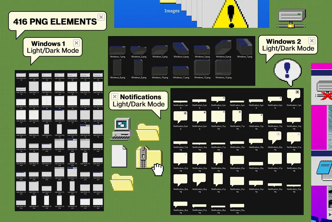 Retro UI Kit Elements + Templates