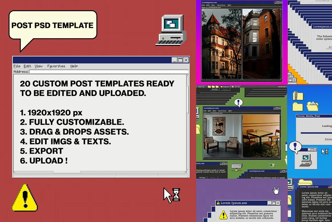 Retro UI Kit Elements + Templates
