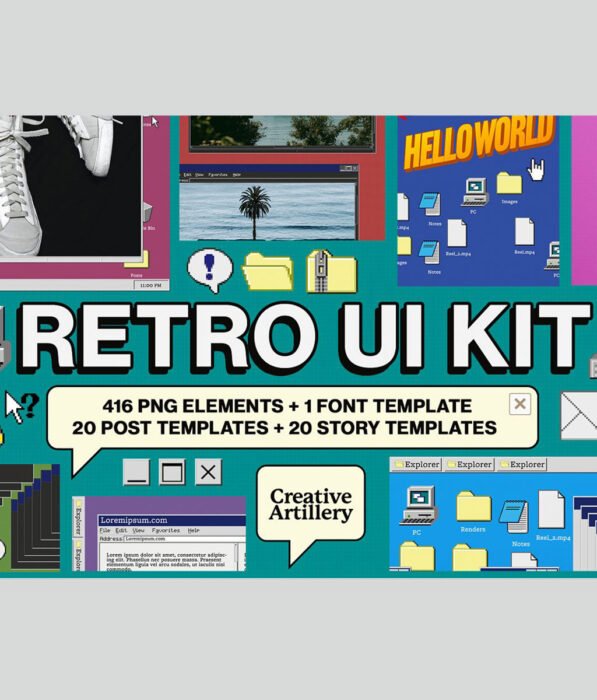 Retro UI Kit Elements + Templates