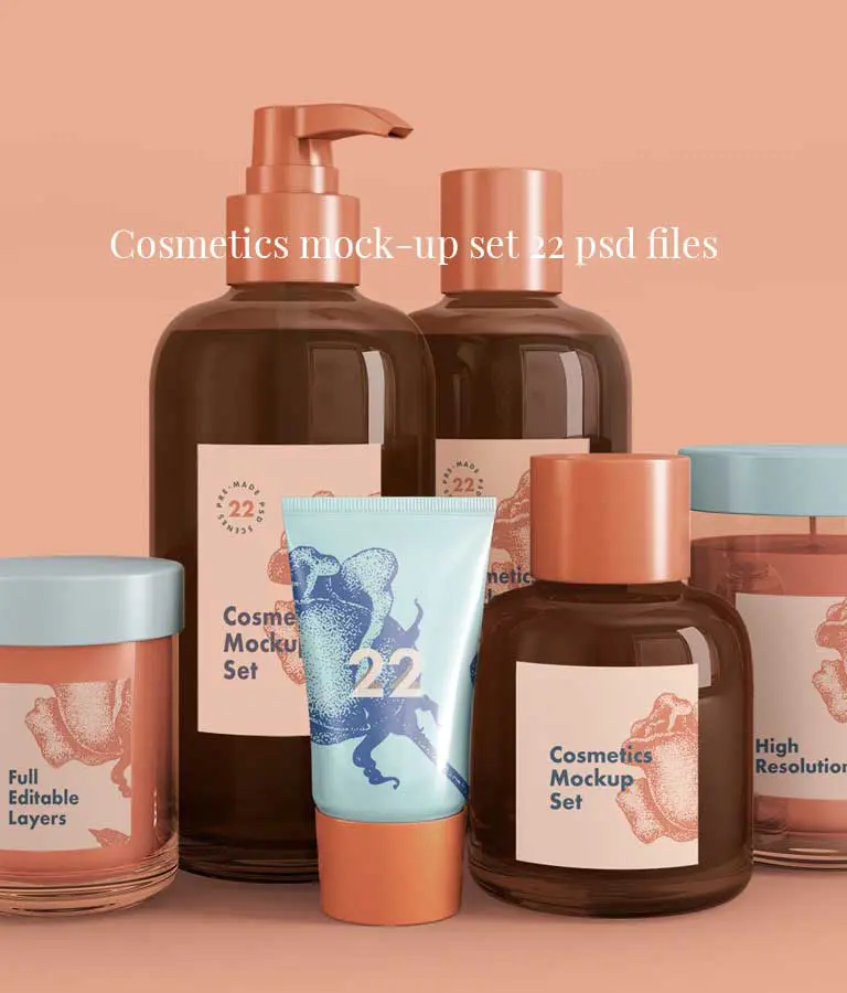 Cosmetics mockup set psd files