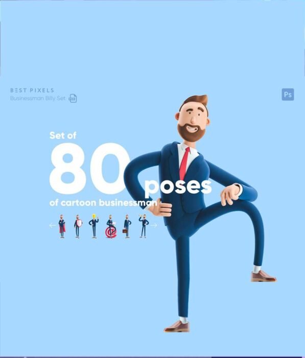Funny Businessman PSD Illustrations