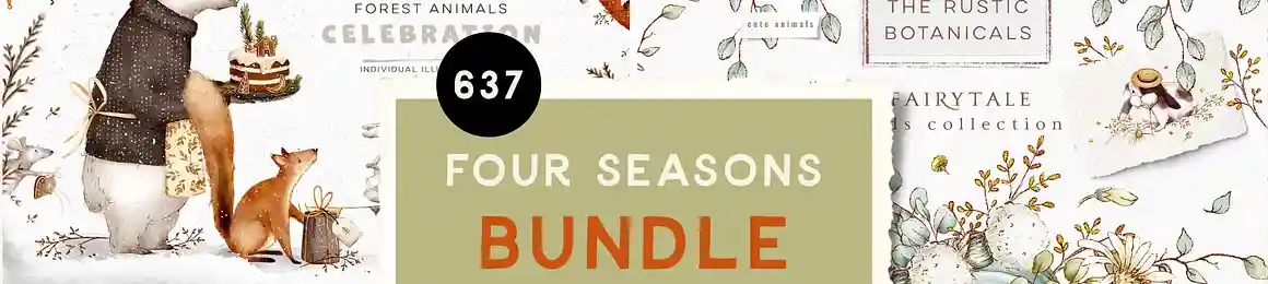 Four Seasons Animals Bundle by Tatiana Lyubimova