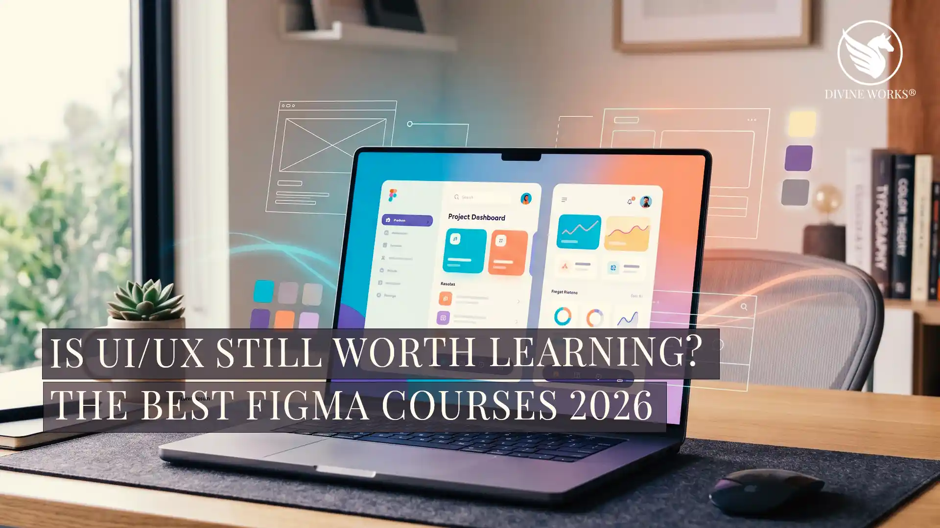 Best Figma UI/UX design courses on Udemy 2026 — UI design workspace with Figma interface — DivinеWorks